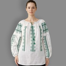 Romanian blouse hand embroidered , handmade folk blouse , Ukrainian blouse S-M