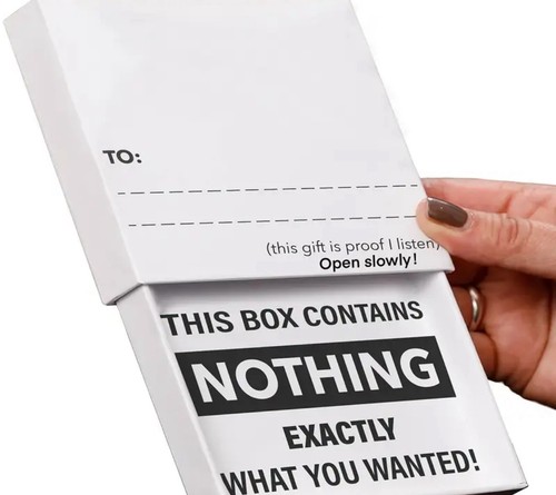 CAJA DE NADA Mordaza Broma REGALO Medias Relleno Elefante Blanco Fiesta Navidad - Imagen 3 de 3