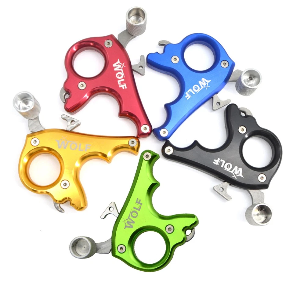 Archery Release Aids 3 Finger Thumb Trigger Caliper Compound Bow Grip Hunting - Image 2 of 4