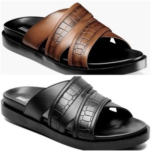 STACY ADAMS Men\'s Mondo Cross Strap Open Toe Slide Sandals, Size 12M, Cognac Mens Stacy Adams Sandals | eBay main image 2