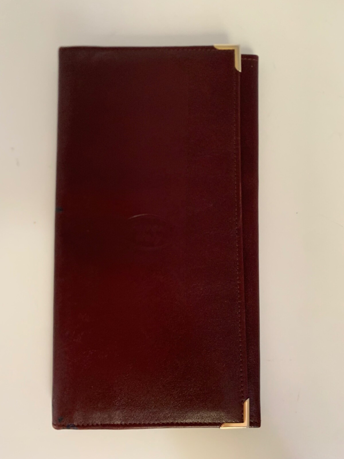 VINTAGE MEN'S LEATHER WALLET BURGUNDY BUTTER SOFT LEATHER GOLD METAL CORNERS image 2