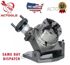 NEW Tilting Rotary Table 4" (100mm)  + 70mm 4 Jaws Independent Chuck  ACTOOLS
