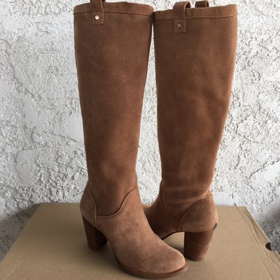 SUEDE KNEE HIGH HEEL TALL BOOTS SIZE 