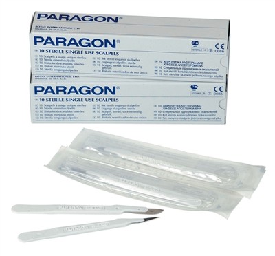 Paragon Disposable Scalpels with Curved Stainless Steel Blade - 10ct ...