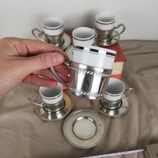 Splendido servizio caffè, vintage, peltro e porcellana, Seltmann Weiden Bavaria