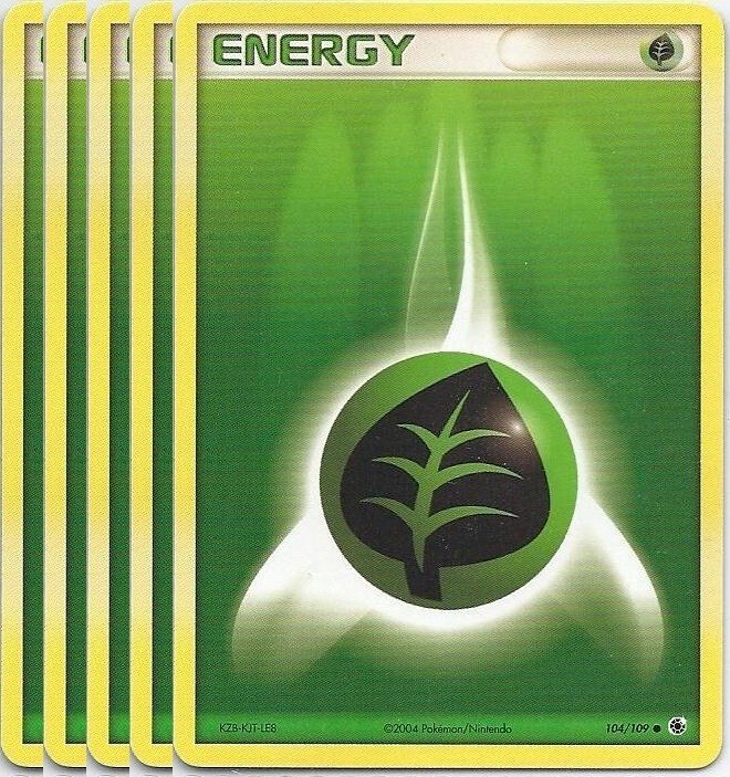 golden leaf energy pokemon card price POKEMON EX - Ruby & Sapphire LP Com Basic #104/109 GRASS ENERGY CARDS - Lot  of 5