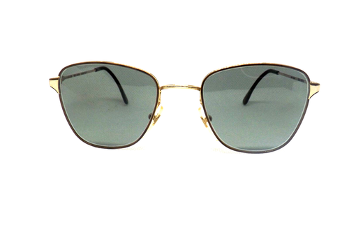 Lunettes de Soleil Homme Métal Femme Vintage Âge 90 Italie Or Verre Vert - Photo 1 sur 5