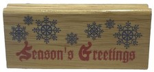 Rubber Stamp Wood Mounted Seasons Greetings Snowflakes New Never Used