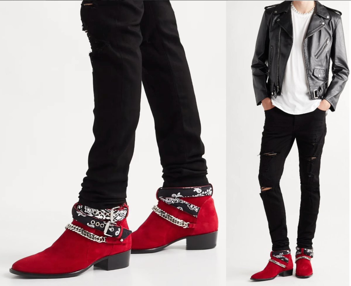 Amiri Suede Chain Boots Bandana Buckle Biker Stiefel Shoes Amiri Suede Chain Boots Bandana Buckle Biker Stiefel Shoes