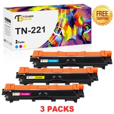 3PK Color TN225 Toner Compatible With Brother  HL-3170CDW MFC-9340CDW MFC-9130CW