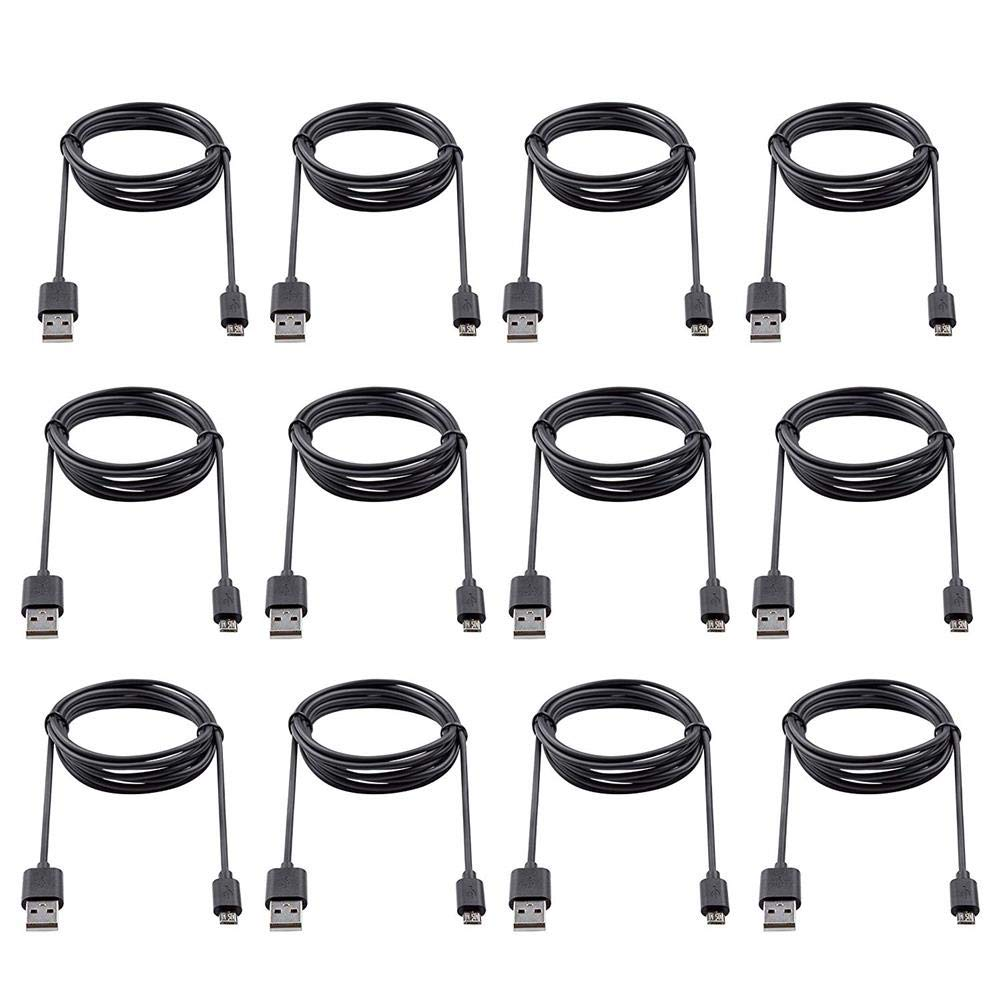 12-Pack 3Ft Micro USB Charging Cables Bulk Black Fast Charge