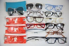 LOT OF 50 VINTAGE NEW NOS EYEGLASSES AND SUNGLASSES FOR MEN AND WOMEN