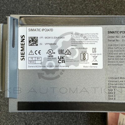 PC Industriel Siemens SIMATIC IPC647D - 19" 2U Rack - Réf. 6AG4112-2GS60-0AA0 - Neuf (état Excellent, Peut Avoir Défauts Mineurs)