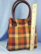 LONGABERGER Homestead Mini Tote or Purse Natural Tones Plaid Magnetic Snap