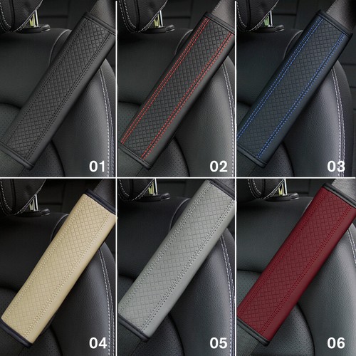 Faux Leather Car Seat Belt Cover Pad Safety Shoulder Strap Cover Auto Universal - Picture 2 of 18