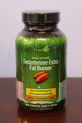 Irwin Naturals Dual Action Testosterone-Extra Fat Burner 60 SoftGels Exp 01/26