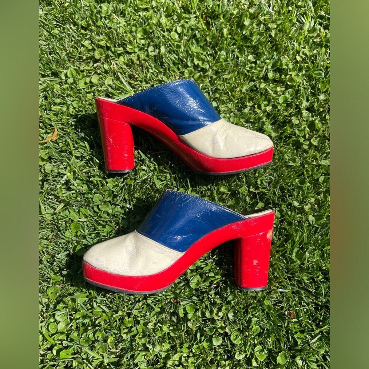 70s Vintage Red White and Blue Platform Clogs | eBay