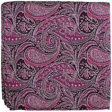 New Milani Men's Poly Woven Pocket Square Hankie Paisley Black Fushsia Formal
