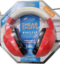Lucid Audio Bluetooth Wireless Hearmuffs for Kids 5-10 Red LN
