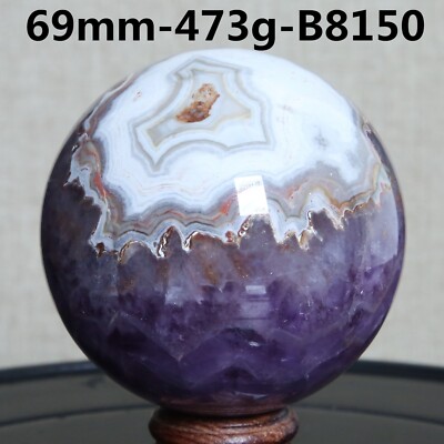 B8150-Natural striped agate dream amethyst Sphere Quartz Crystal Ball Healing