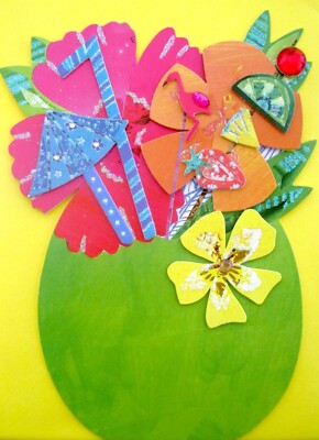 Papyrus Jeweled Tropical Coconut Cocktail Blank Greeting Card