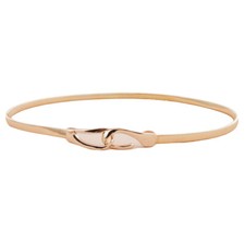 Women Gold Color Metal Skinny Stretch Chain Waist Belt Clasp Buckle Waistband