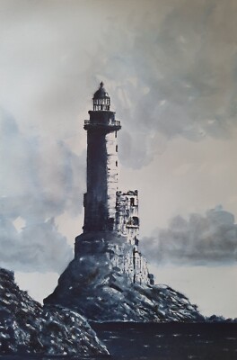Bild - Aquarell - Leuchtturm - Norden -  Fine Art Print-  30 x 45.5 cm 