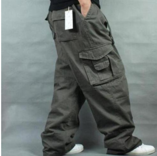Mens Pants Loose Cargo Baggy work 