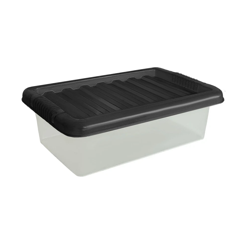 Clear Plastic Storage Boxes with Lids Box Home Office Kitchen Stackable UK Made - Image 3 of 4