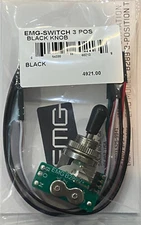 EMG 3 POS POSITION CHROME GIBSON STYLE TOGGLE SWITCH B289 BLACK TIP ( SCRATCHES)