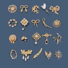 Vintage Gold Pearl Baroque Star Moon Ginkgo Brooch Pin  Woman Party Accessories