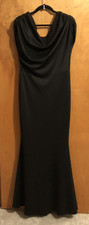 Long Mermaid Dress Black Size L, Ruched Shoulders & One Side of Bodice, Elegant