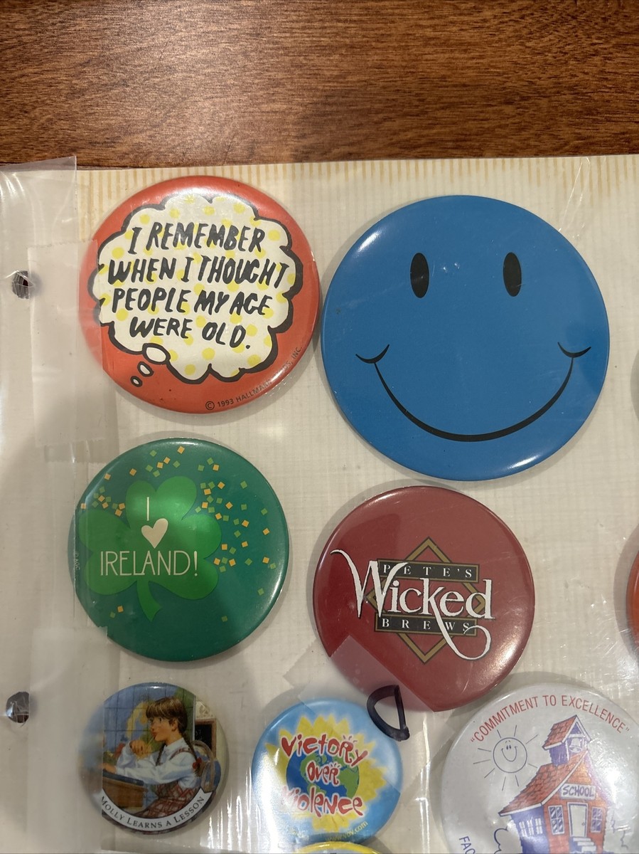 Random Vintage Pin-back Buttons/pins Lot #44 Protected In Sheet | eBay