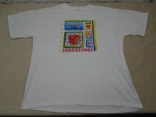 Vintage Love Grows T Shirt White Heart Floral Summer Sunshine Colorful Art Sz L