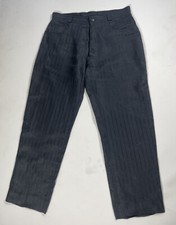 Mens 50 US 34 Vintage Gianni Versace Linen Dress Pants Trousers Black Italy