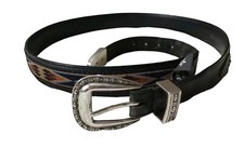 Onyx by Brighton Leather Belt Size 42 Brown South Western Style 14103