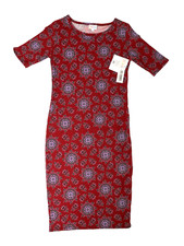 LulaRoe Julia Dress  Women's Size XS Extra Small Stretch Red Multicolor NWT