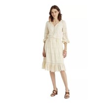 Ralph Lauren Women's Small Dress Cream Eyelet Boho Peasant Cream Old Money