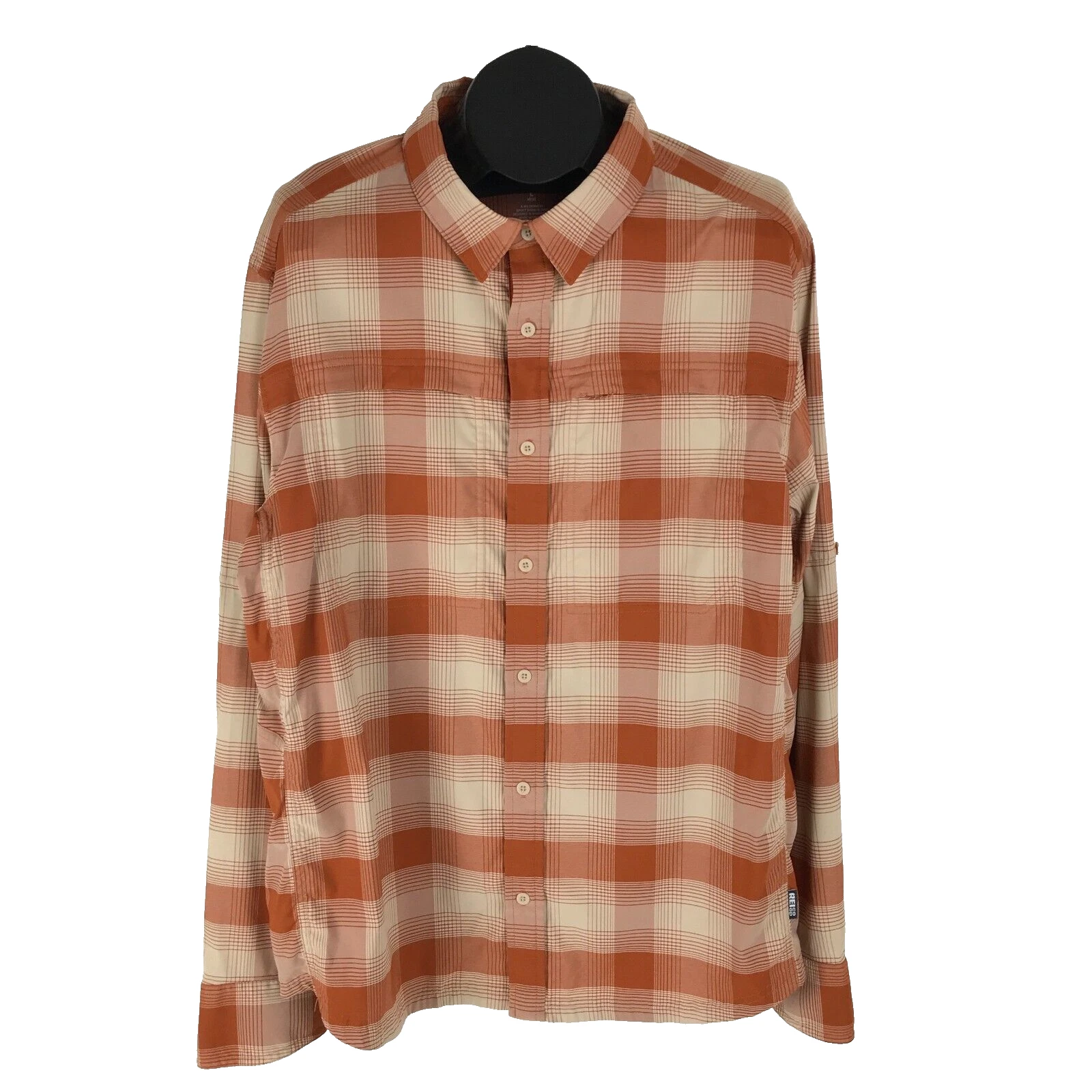 REI Button Up Shirt Men's Large Long Roll-Tab Sleeve Pockets Vented Outdoor