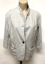 Light Gray Single Button Blazer Jersey Jacket Womens Size Xl Metaphor