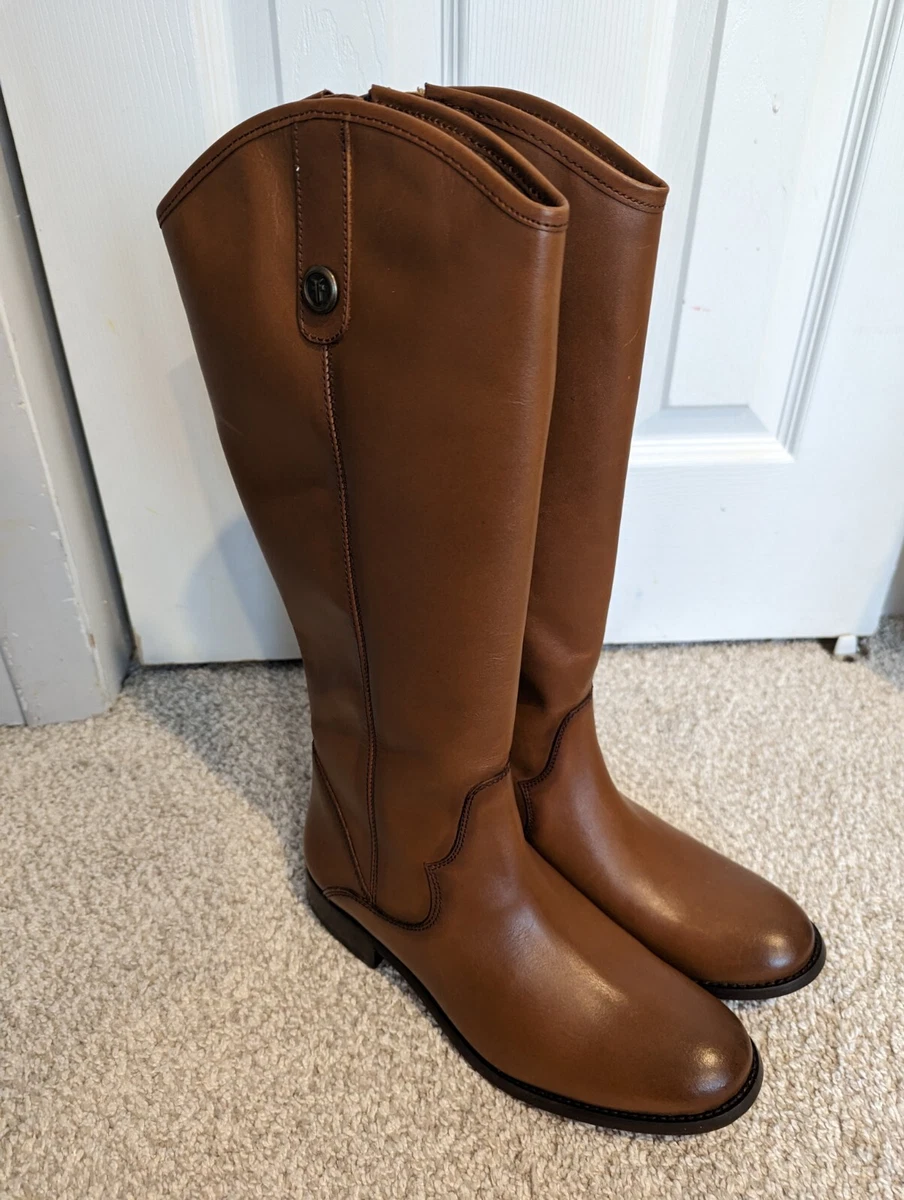 New Frye Marissa Medallion Riding Boots Size 7.5 Cognac eBay