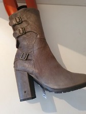 FORNARINA Bottines Cuir Marron Taupe Doublées Cuir Hauts Talons T 38 TTBE
