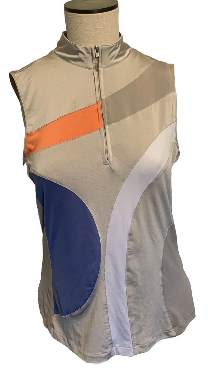 Jamie Sadock tennis actif demi zip sans manches colorblock bleu blanc