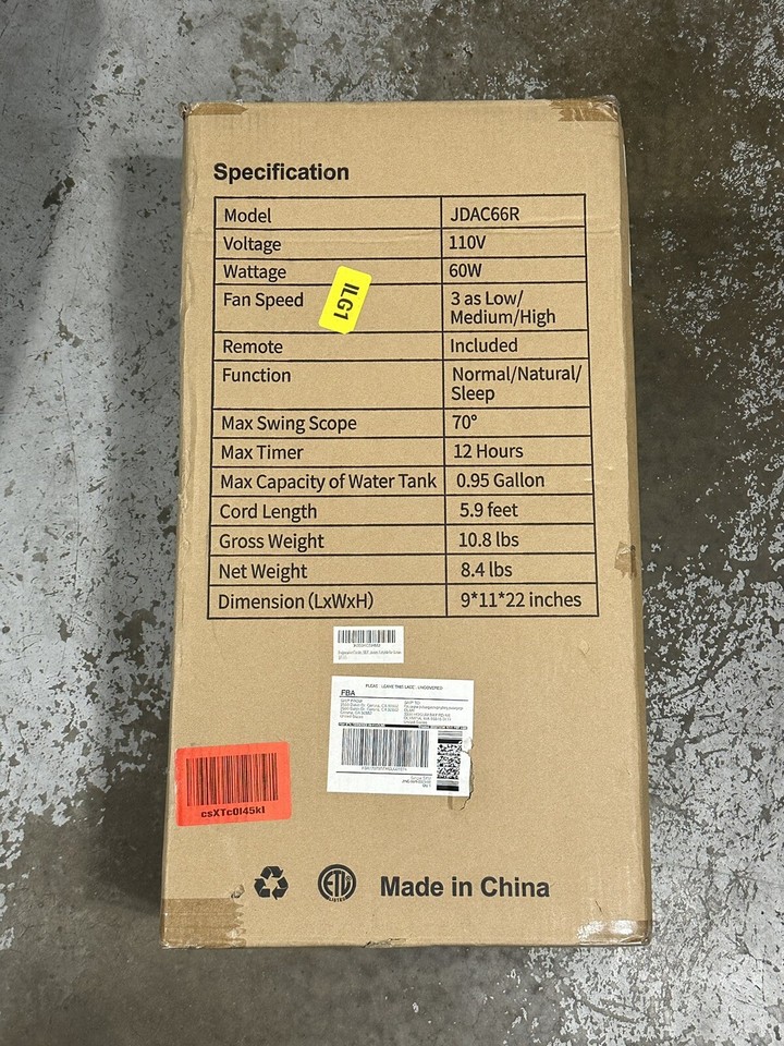 Portable Evaporative Air Cooler, JDAC66R, Swamp Cooler Air Conditioner eBay