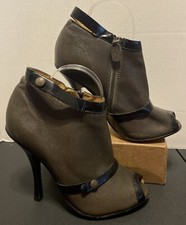 L.a.m.b. Gwen Stefani Shoes Military Green Ankle Booties Open Toe Sz 9 M