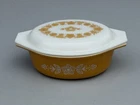 Vintage Pyrex Butterfly Gold 1.5 QT Oval Casserole Dish W Lid #043