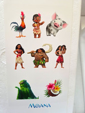 Disney Moana Scrapbooking Sticker Sheet w/ Moana, Maui, Pua Heihei, Multicolor