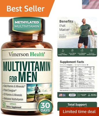 Multivitamin for Men   Methylated Vitamins & Chelated Minerals, 60 Capsules