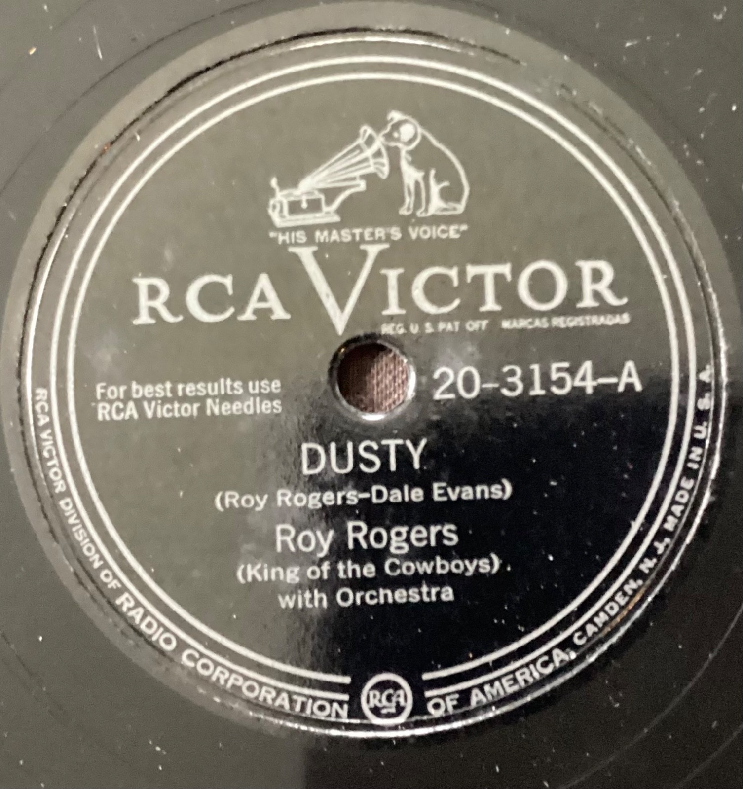 Roy Rogers – 78 rpm RCA Vic 20-3154: Dusty/Kid with the Rip in his Pants; cond E