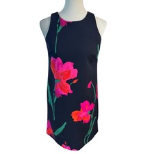 Lauren Ralph Lauren Black Floral Sleeveless Sheath Dress Size 4 EUC back pleat